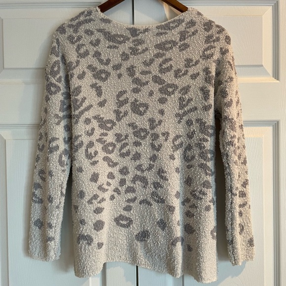 Knox Rose Leopard Print V-neck Sweater Cream Gray Small - Picture 8 of 11